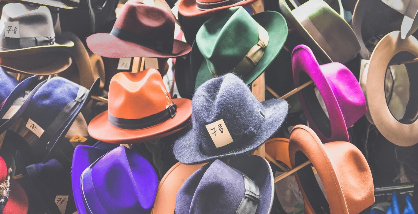 hats on a hat rack