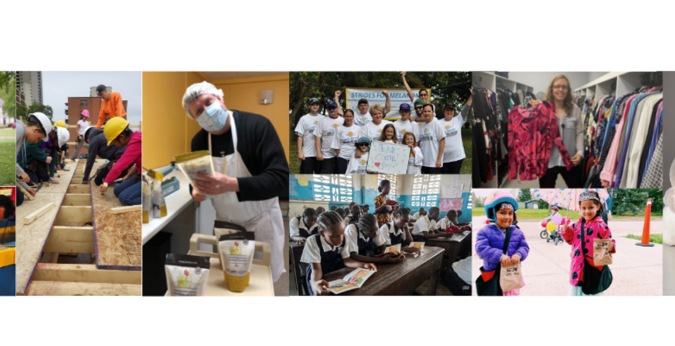 collage of charitable work