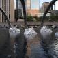 Taking the city by surprise, a two-in-one art installation has drifted into Nathan Philips Square this week. Half icebergs, half remnants of civilization, these resin sculptures are meant to represent the negative ramifications of the melting polar ice caps.
